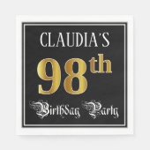 98e verjaardag — Fancy script, Faux Gold look Servet (Voorkant)