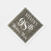 98e verjaardag — Fancy script, kijk op hout Servet (Hoek)