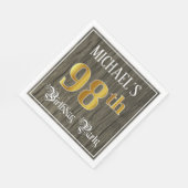 98e verjaardag — Faux Gold & Faux Wood Servet (Hoek)