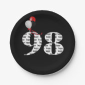 98e verjaardag feestballonnen papieren bordje (Voorkant)