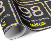 98e verjaardag: Floral Flowers Number, Custom Name Cadeaupapier (Rol Hoek)