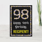 98e verjaardag: Floral Flowers Number, Custom Name Kaart (Voorkant)