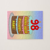 98e verjaardag: Fun Cake and Candles + Custom Name Legpuzzel (Horizontaal)