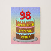 98e verjaardag: Fun Cake and Candles + Custom Name Legpuzzel (Verticaal)