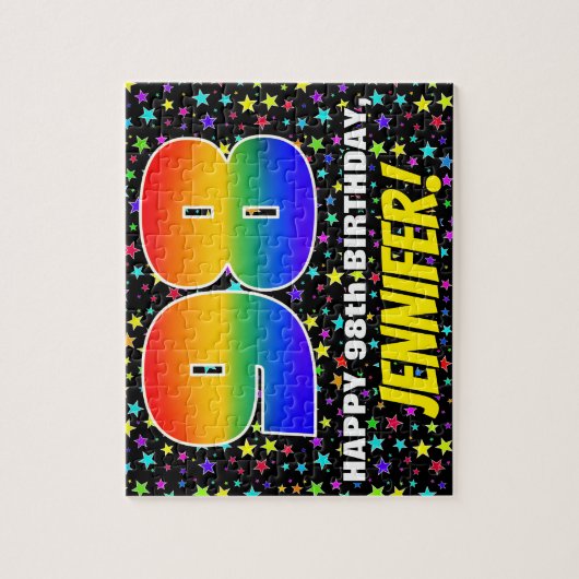 98e verjaardag — Fun, kleurrijk Star Field Pattern Legpuzzel (Verticaal)