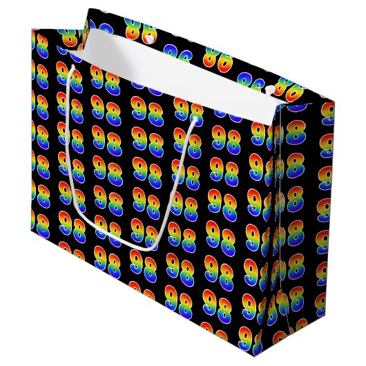 98e verjaardag: Fun Rainbow Event Number 98 Patter Groot Cadeauzakje (Voorkant Gekanteld)