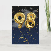 98e verjaardag Gold Mylar ballon en Confetti Card Kaart (Voorkant)