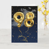 98e verjaardag Gold Mylar ballon en Confetti Card Kaart (Gele Bloem)