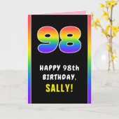 98e verjaardag: kleurrijke regenboog # 98, aangepa kaart (Gele Bloem)