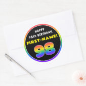 98e verjaardag: kleurrijke regenboog # 98, aangepa ronde sticker (Envelop)