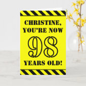 98e verjaardag: leuke stencil stijl tekst, aangepa kaart (Gele Bloem)