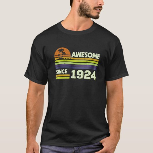 98e verjaardag Mannen Vrouwen Geweldige sinds 1924 T-shirt (Voorkant)
