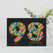 98e verjaardag, met bubbels en ballen kaart (Staand voorkant)