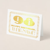 98e verjaardag; naam + Art Deco Geïnspireerd als " Folie Kaarten (Voorkant)