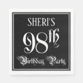 98e verjaardag Partij — Fancy Manuscript + de Naam Servet (Voorkant)