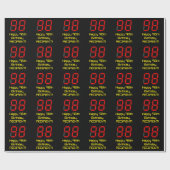 98e verjaardag: Red Digital Clock Style "98" + naa Cadeaupapier (Vlak)
