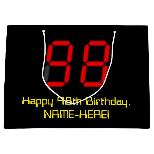 98e verjaardag: Red Digital Clock Style "98" + naa Groot Cadeauzakje (Voorkant)