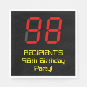 98e verjaardag: Red Digital Clock Style "98" + naa Servet