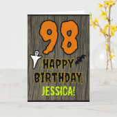 98e verjaardag: Spooky Halloween Theme, Aangepaste Kaart (Gele Bloem)