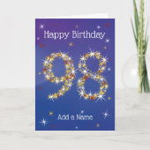 98e verjaardag - sterren - Blauw - Leeftijd 98-kaa Kaart (Voorkant)
