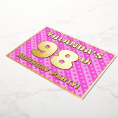 98e verjaardag van de Vogelroze harten en strips Folie Uitnodiging (Gedraaid)