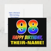 98e verjaardag: Vet, Vun, Eenvoudig, Regenboog 98 Briefkaart (Voorkant / Achterkant)