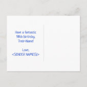 98e verjaardag: Vet, Vun, Eenvoudig, Regenboog 98 Briefkaart (Achterkant)