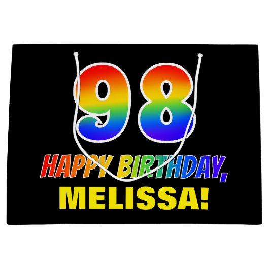 98e verjaardag: Vet, Vun, Eenvoudig, Regenboog 98 Groot Cadeauzakje (Voorkant)