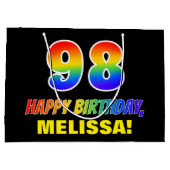 98e verjaardag: Vet, Vun, Eenvoudig, Regenboog 98 Groot Cadeauzakje (Achterkant)