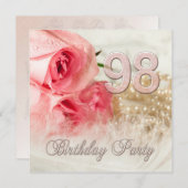 98e verjaardagsfeestje, rozen en parels kaart (Voorkant / Achterkant)