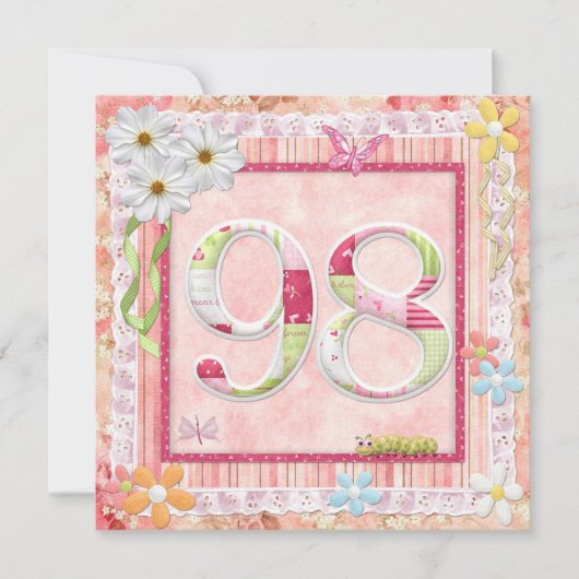 98e verjaardagsfeestje scrapbooking stijl kaart (Voorkant)