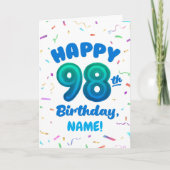 98ste ballon nummer aangepaste naam verjaardagskaa kaart (Voorkant)