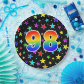 98ste evenement: Vet, Fun, kleurrijke regenboog 98 Papieren Bordje (Feest)