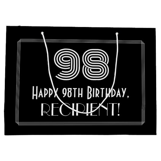 98ste verjaardag — Art Deco Geïnspireerd als "98"  Groot Cadeauzakje (Achterkant)