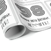 98ste verjaardag: Art Deco Geïnspireerde stijl "98 Cadeaupapier (Rol Hoek)