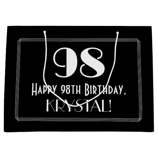 98ste verjaardag: Art Deco Geïnspireerde stijl "98 Groot Cadeauzakje (Voorkant)