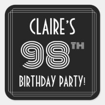 98ste verjaardag: Art Deco Style en aangepaste naa