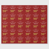98ste verjaardag: Elegant, rood, Faux Gold look Cadeaupapier (Vlak)