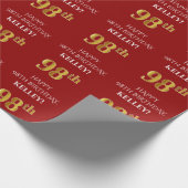 98ste verjaardag: Elegant, rood, Faux Gold look Cadeaupapier (Hoek)