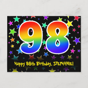 98ste Verjaardag: Fun Sterren Patroon, Regenboog 9 Briefkaart