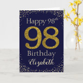 98ste verjaardag Gouden Glitter Card Kaart (Gele Bloem)