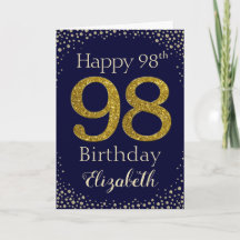 98ste verjaardag Gouden Glitter Card