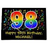 98ste verjaardag - Kleurrijke muzieksymbolen, Rain Groot Cadeauzakje (Voorkant)