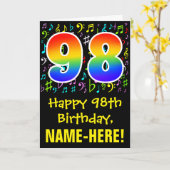 98ste verjaardag: kleurrijke muzieksymbolen + rege kaart (Gele Bloem)