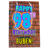 98ste verjaardag: Leuk, Urban Graffiti geïnspireer Medium Cadeauzakje (Voorkant)