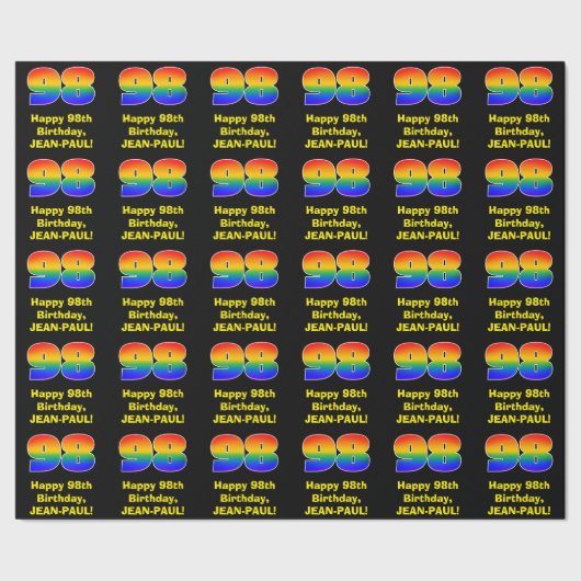 98ste verjaardag: Leuke, kleurrijke regenboog geïn Cadeaupapier (Zoom)