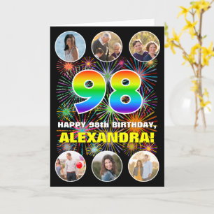 98ste verjaardag: Leuke regenboog #, Aangepaste na Kaart