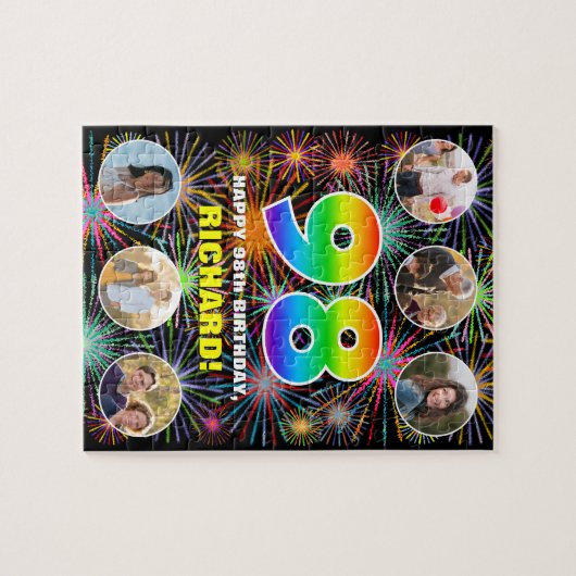 98ste verjaardag: Leuke regenboog #, Aangepaste na Legpuzzel (Horizontaal)