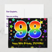 98ste verjaardag: Leuke sterrenprint, Regenboog 98 Briefkaart (Voorkant / Achterkant)