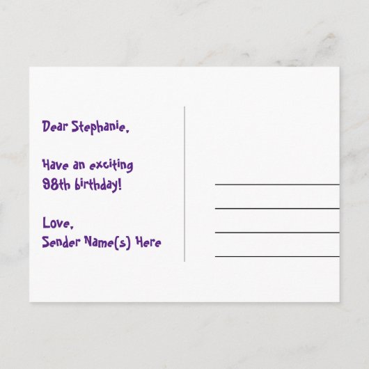 98ste verjaardag: Leuke sterrenprint, Regenboog 98 Briefkaart (Achterkant)